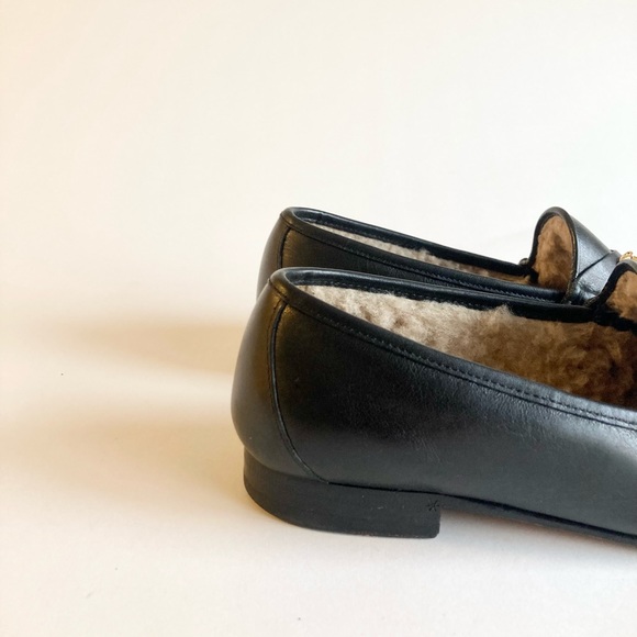 Gucci Black Genuine Leather Shearling Lining Loafers size EUR 40, US 9.5 - Picture 9 of 16